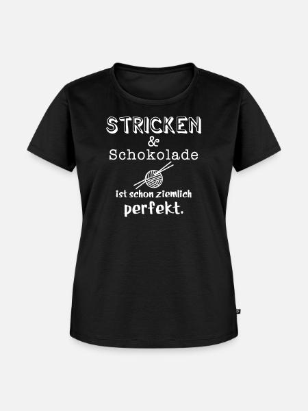 stricken und schokolade - Frauen Premium Bio T-Shirt - Schwarz
