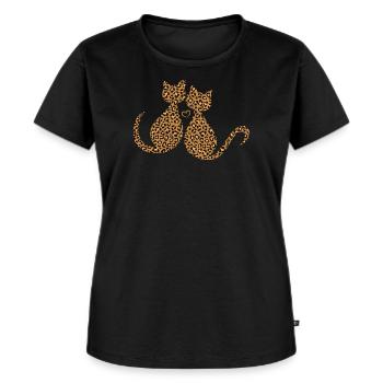Leopard Leo Kätzchen Katzen Verliebt In Love - Frauen Premium Bio T-Shirt - Schwarz - Vorne - Selfina (174cm)