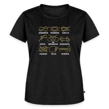 Boote Knoten Palstek, Kreuzknoten Achterknoten - Frauen Premium Bio T-Shirt - Schwarz - Vorne - Selfina (174cm)