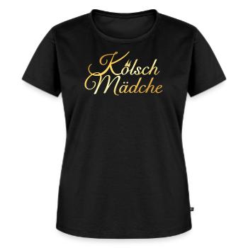 Kölsch Mädche mit Kölner Dom aus Köln - Frauen Premium Bio T-Shirt - Schwarz - Vorne - Selfina (174cm)