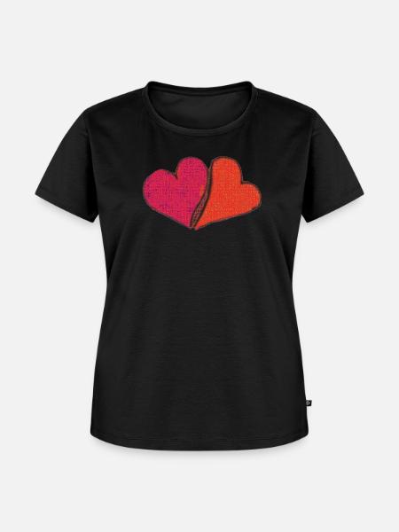 Herzen - Frauen Premium Bio T-Shirt - Schwarz