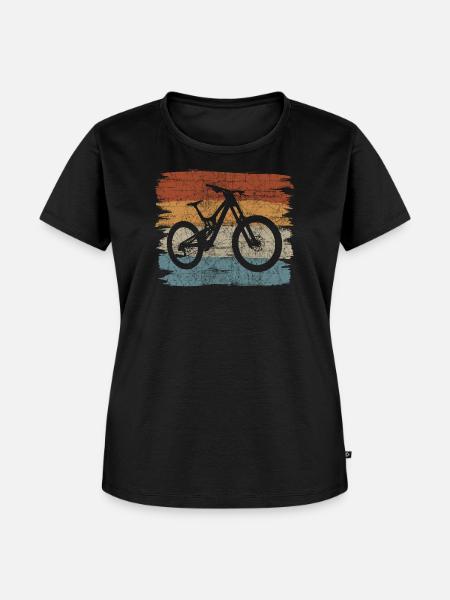 Retro Sunset Fahrrad-Silhouette - Frauen Premium Bio T-Shirt - Schwarz