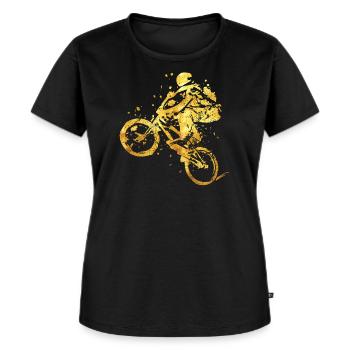 Bike - BMX - Fahrrad - Mountainbike - Gold - BMX - Frauen Premium Bio T-Shirt - Schwarz - Vorne - Selfina (174cm)