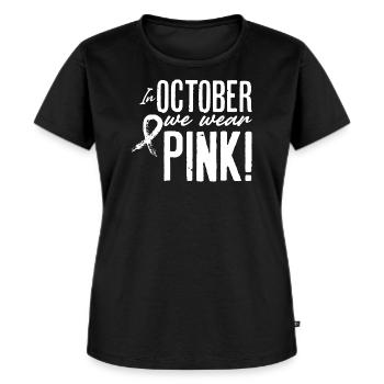 In October We Wear Pink - Women's Premium Organic T-shirt - black - Front - Selfina (174cm)