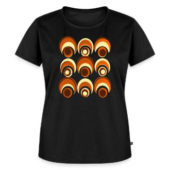 60er 70er Jahre Retro Muster Kreis Stilmuster - Frauen Premium Bio T-Shirt - Schwarz - Vorne - Selfina (174cm)