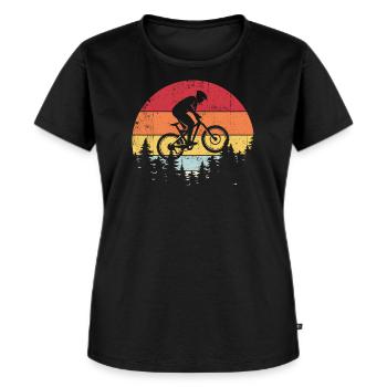 Sunset Ridge MTB-sprong - Vrouwen Premium Bio T-shirt - zwart - Voor - Selfina (174cm)