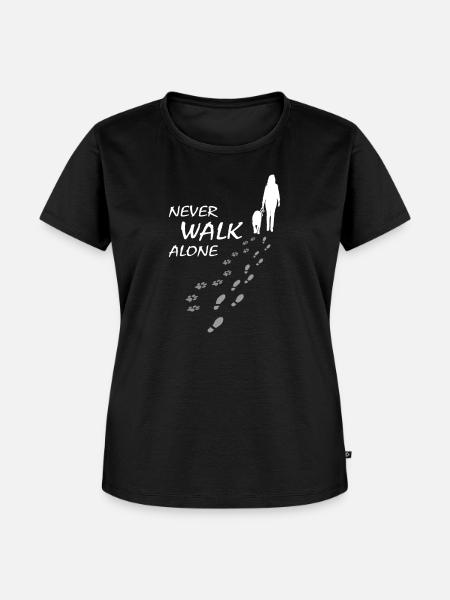 Hund - NEVER WALK ALONE, Gassi - Frauen Premium Bio T-Shirt - Schwarz