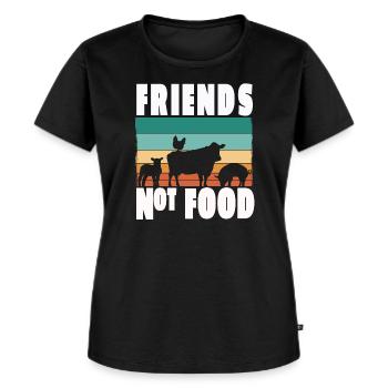 Vegan Vegetarisch Friends not Food Tierschutz - Frauen Premium Bio T-Shirt - Schwarz - Vorne - Selfina (174cm)