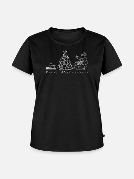Weihnachtsskizze Baum Santa - Frauen Premium Bio T-Shirt - Schwarz