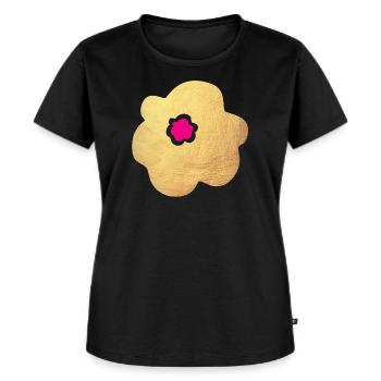 Gold Blume Pink Yoga Flower Power Blüte Natur Deko - Frauen Premium Bio T-Shirt - Schwarz - Vorne - Selfina (174cm)