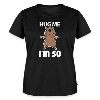 50 Geburtstag - 50 Jahre - Umarmung - Frauen Premium Bio T-Shirt - Schwarz - Vorne - Selfina (174cm)