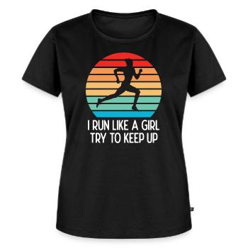 Marathon - I Run Like a Girl. Try to Keep Up. - Women's Premium Organic T-shirt - black - Front - Selfina (174cm)