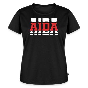 T-Shirt Aida T-Shirt Geschenkidee gestapelter Text - Frauen Premium Bio T-Shirt - Schwarz - Vorne - Selfina (174cm)