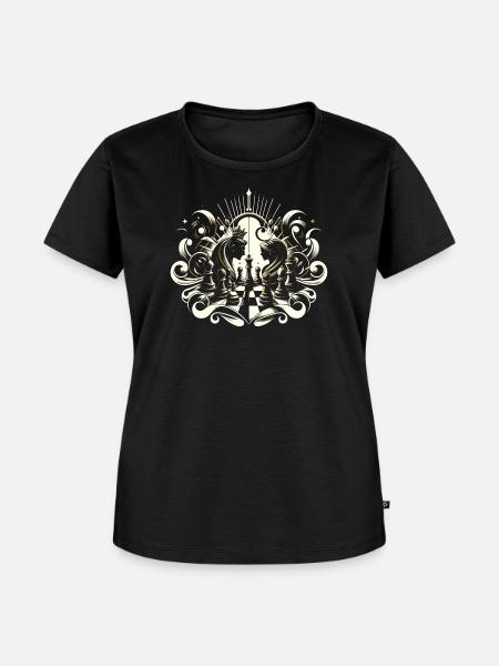 Goldenes Schachpaar - Frauen Premium Bio T-Shirt - Schwarz