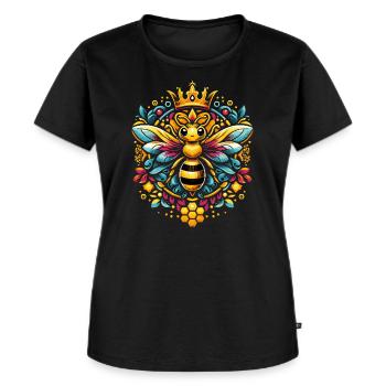 Lebhaftes, farbenfrohes Bienenkönigin Motiv - Frauen Premium Bio T-Shirt - Schwarz - Vorne - Selfina (174cm)