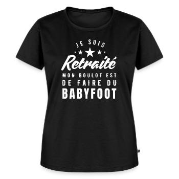 Je suis retraité mon boulot babyfoot humor - T-shirt Premium bio Femme - noir - Devant - Selfina (174cm)