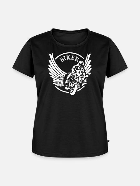 Winged Biker Kreislogo - Frauen Premium Bio T-Shirt - Schwarz