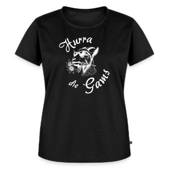 hurra die gams alm berg hüttengaudi party - Frauen Premium Bio T-Shirt - Schwarz - Vorne - Selfina (174cm)