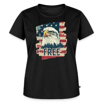 Drapeau américain avec aigle - T-shirt Premium bio Femme - noir - Devant - Selfina (174cm)