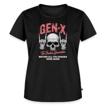 Sarcasm Gen X Badass Skull Retro Design - Women's Premium Organic T-shirt - black - Front - Selfina (174cm)