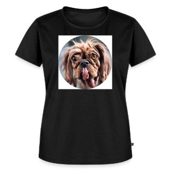 Chien moche à col rond - T-shirt Premium bio Femme - noir - Devant - Selfina (174cm)