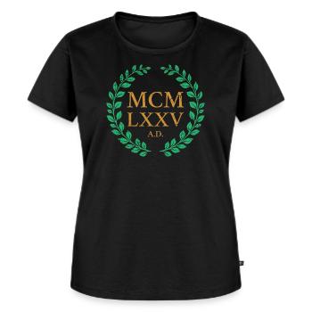 MCMLXXV - 1975 - Frauen Premium Bio T-Shirt - Schwarz - Vorne - Selfina (174cm)