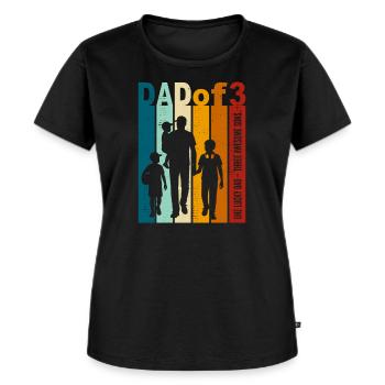 Papa & 3 Söhne Geschenk Design zum Vatertag - Frauen Premium Bio T-Shirt - Schwarz - Vorne - Selfina (174cm)
