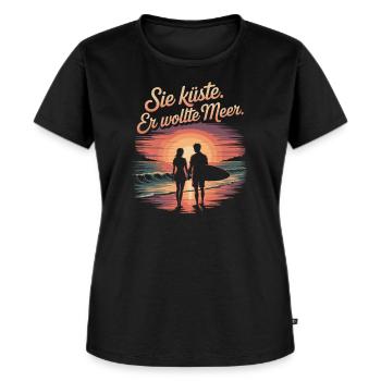 Sie Küste Er Wollte Meer Strand Liebe Welle Surfer - Frauen Premium Bio T-Shirt - Schwarz - Vorne - Selfina (174cm)