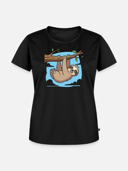 Faultier - Frauen Premium Bio T-Shirt - Schwarz