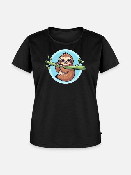 Faultier - Frauen Premium Bio T-Shirt - Schwarz