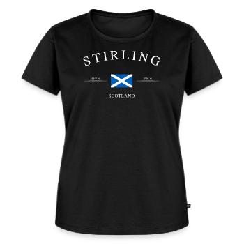 Stirling Schottland – Urlaub Souvenir & Geschenk - Frauen Premium Bio T-Shirt - Schwarz - Vorne - Selfina (174cm)