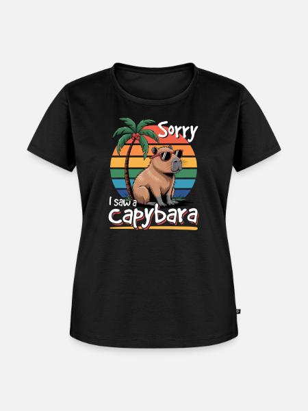 Funny aesthetic Kawaii Capybara - Frauen Premium Bio T-Shirt - Schwarz