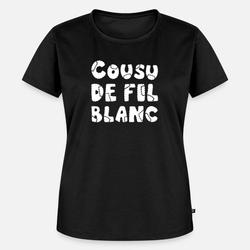 SEWN WITH WHITE THREAD! - Women's Premium Organic T-shirt - black