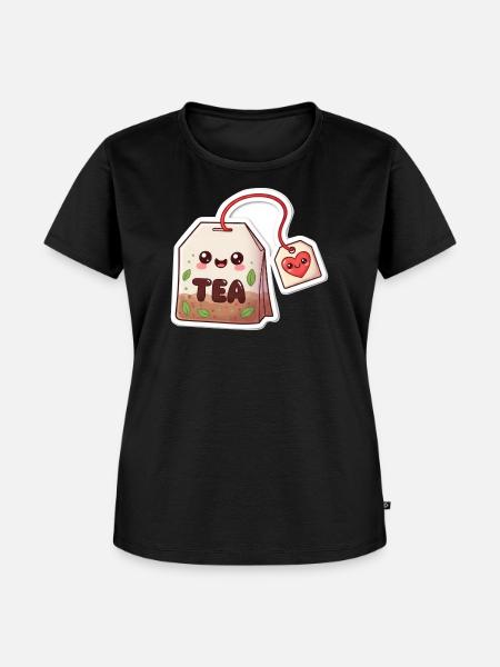 Kawaii Teebeutel Herzdesign - Frauen Premium Bio T-Shirt - Schwarz