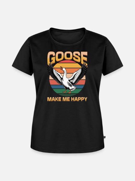 Funny Bird Goose - Frauen Premium Bio T-Shirt - Schwarz