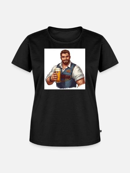 Bierheld im Trachtenlook - Frauen Premium Bio T-Shirt - Schwarz