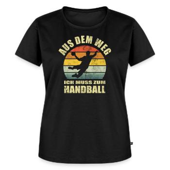Handball Handballer Lustiger Spruch - Frauen Premium Bio T-Shirt - Schwarz - Vorne - Selfina (174cm)