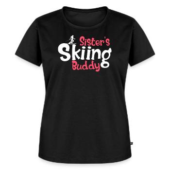 Funny Ski Lovers Graphic for Sisters - Women's Premium Organic T-shirt - black - Front - Selfina (174cm)