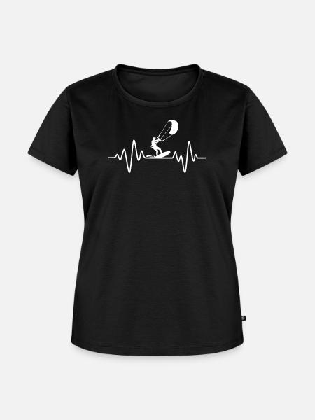 Kitesurf Herzschlag Kitesurfer - Frauen Premium Bio T-Shirt - Schwarz