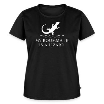 Mein Mitbewohner ist eine Echse - Frauen Premium Bio T-Shirt - Schwarz - Vorne - Selfina (174cm)