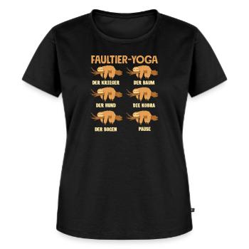 Faultier Yoga Routine Sport Geschenk - Frauen Premium Bio T-Shirt - Schwarz - Vorne - Selfina (174cm)