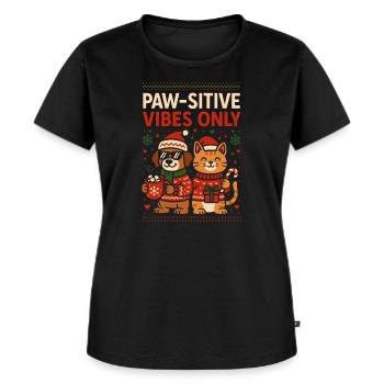 Paw Sitive Vibes Only Weihnachts Hund Katze - Frauen Premium Bio T-Shirt - Schwarz - Vorne - Selfina (174cm)