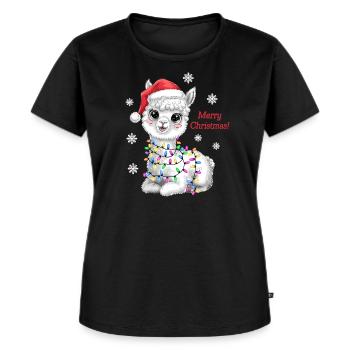 Alpaka Weihnachten Weihnachtspullover lustig süß - Frauen Premium Bio T-Shirt - Schwarz - Vorne - Selfina (174cm)