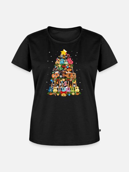 Hawaiian Ukulele Uke Christmas - Frauen Premium Bio T-Shirt - Schwarz
