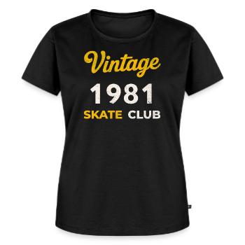 Vintage 1981 Skate Club Retro Geburtsjahr - Frauen Premium Bio T-Shirt - Schwarz - Vorne - Selfina (174cm)