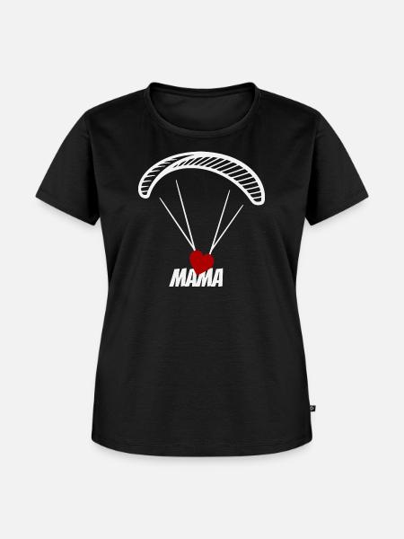Paragliding Mama mit Herz - Frauen Premium Bio T-Shirt - Schwarz
