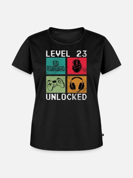 Level 23 Erreicht Gamer - Frauen Premium Bio T-Shirt - Schwarz