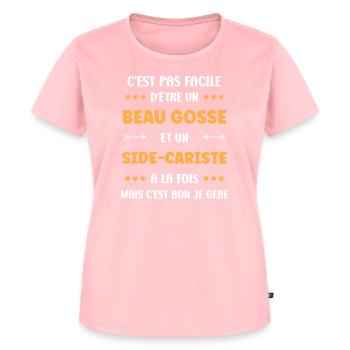 Beau gosse et side-cariste je gère - T-shirt Premium bio Femme - rose - Devant - AI Model Female 172 dark (172cm)