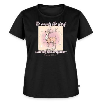 Hirsch Christlich - Frauen Premium Bio T-Shirt - Schwarz - Vorne - Selfina (174cm)