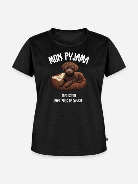 Hundepyjama-Pudel-Humor - Frauen Premium Bio T-Shirt - Schwarz